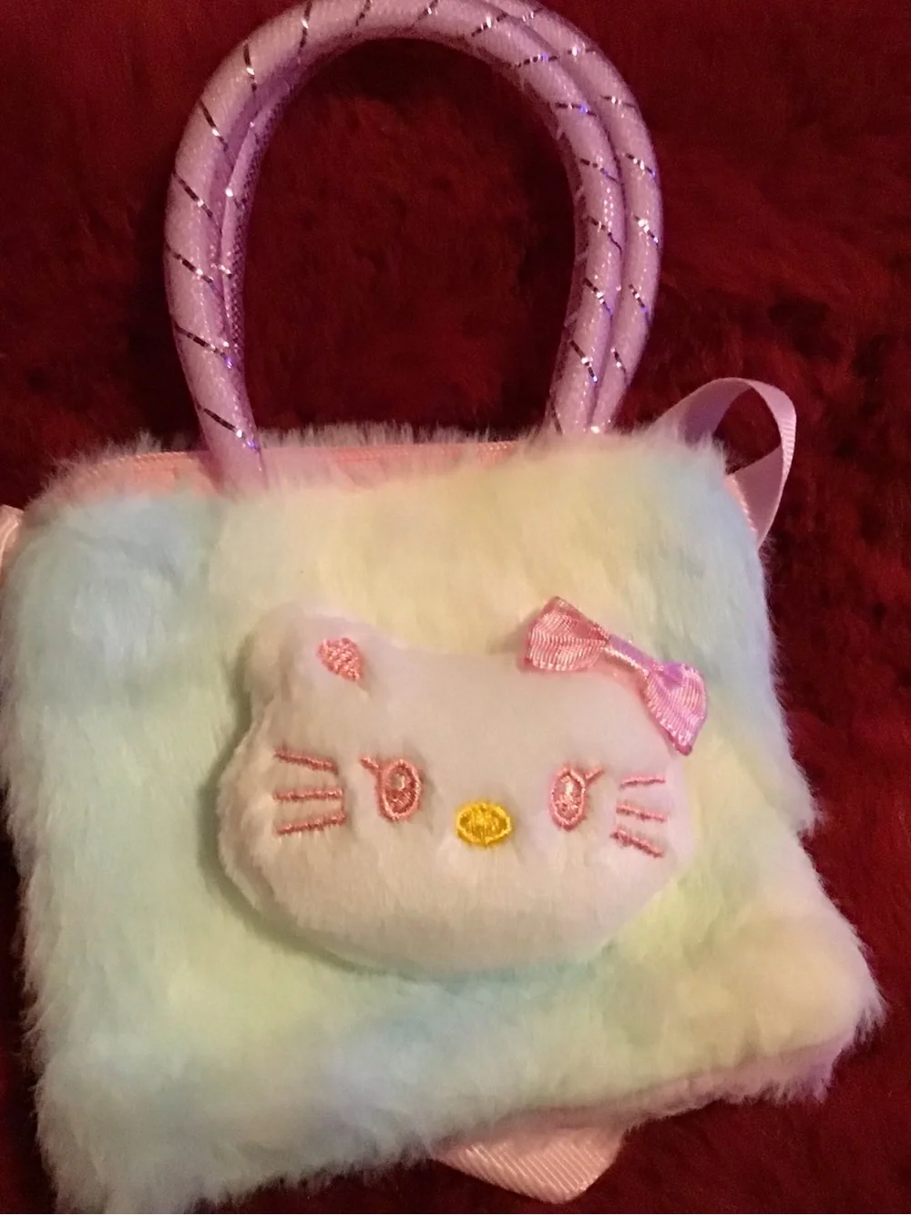 Plush Kitty Kids Handbag in Pastel Pink